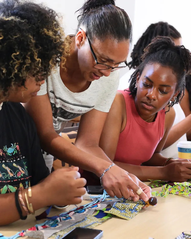 A Souper Squad skills workshop, making African Worry Dolls together